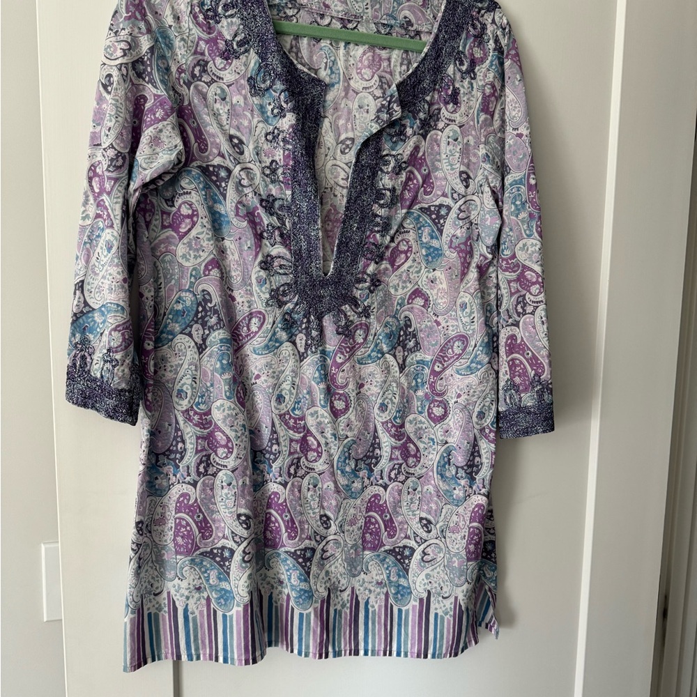 Paisley Print Women's Top - Purple and Blue